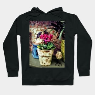 Cyclamen - Cyclamen in Flowerpot and Ceramic Bird Hoodie